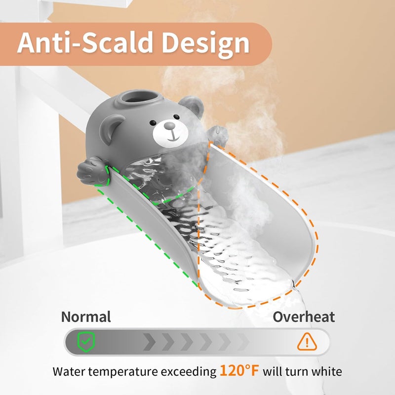 SKYROKU 2 Pack Faucet Extender for Toddlers, Sink Extenders with Temperature Sensitive for Kids Hand Washing Sink Faucet Extension,Suitable for Bathroom Sink, Kitchen,Bathtub (Grey) - Image 4